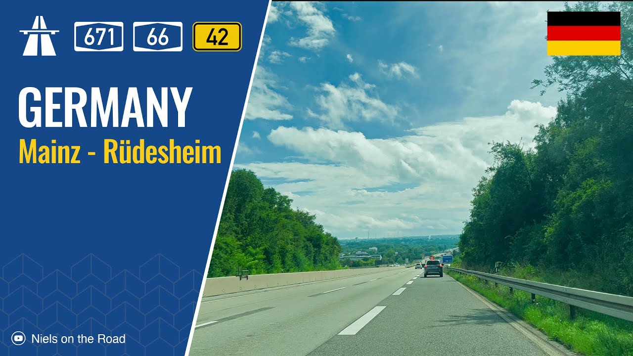 Driving in Germany: Autobahn A671, A643, A66 & Bundesstraße B42 from ...