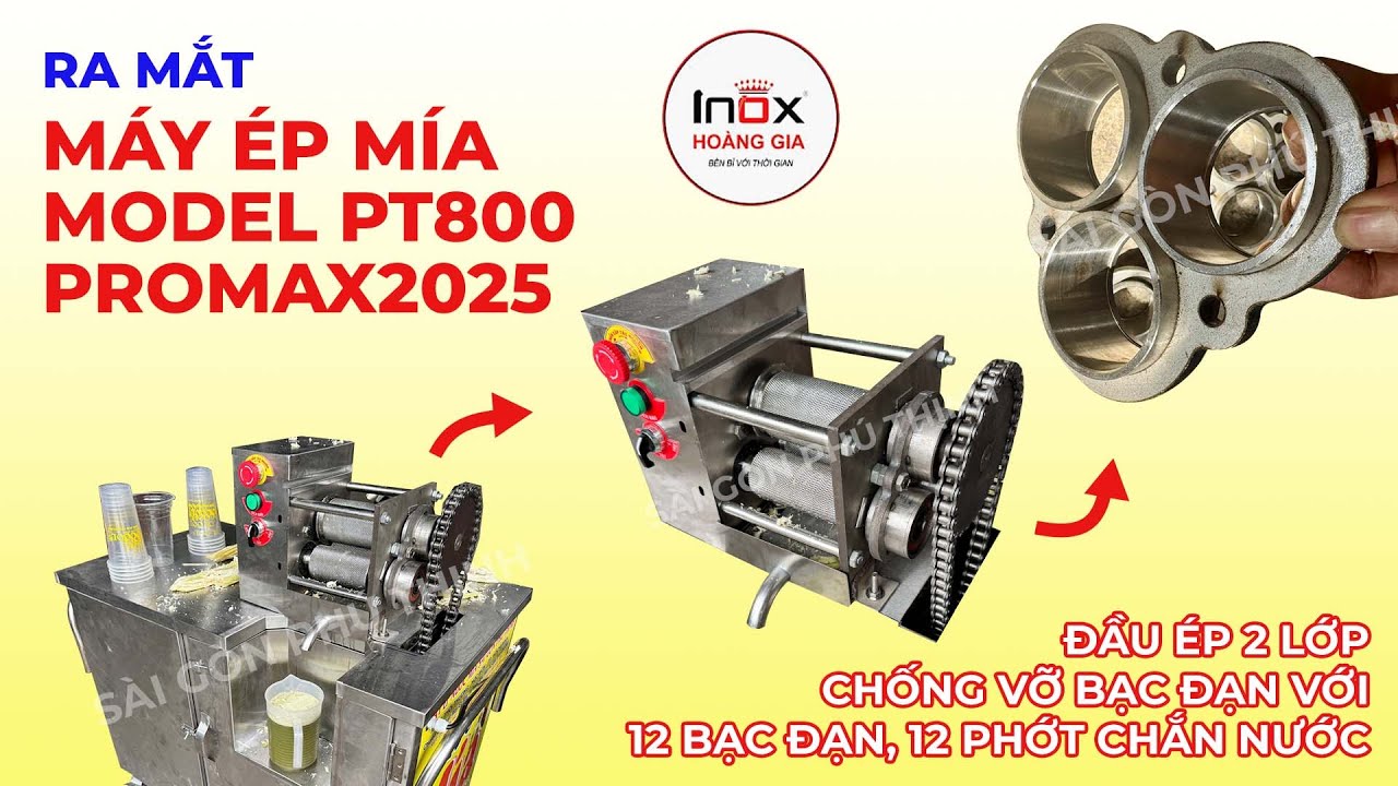 Ra Mắt Máy Ép Mía 2 Lớp Chống vỡ bạc đạn với 12 bạc đạn, 12 phớt chắn nước Model PT800 Promax 2025
