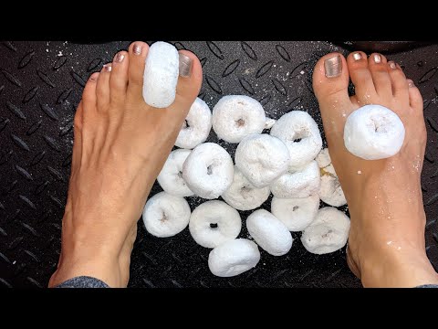 Crushing food with feet | donuts