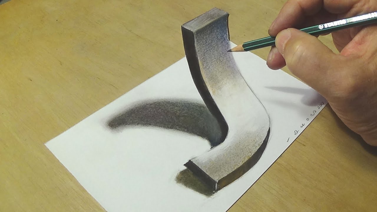 Very Easy - Drawing 3D Letter J - Trick Art With Charcoal Pencil - Vamosart