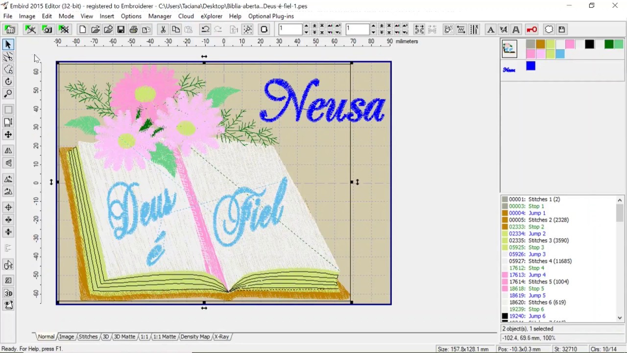 Adicionar um nome em uma matriz no Embird