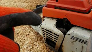 Stihl 041 super av with a refurbished 32 roller nose bar and 3/8 full skip chain
