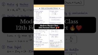 Nuclei Formula Sheet Class 12th🔥 #shortsviral #modernphysics