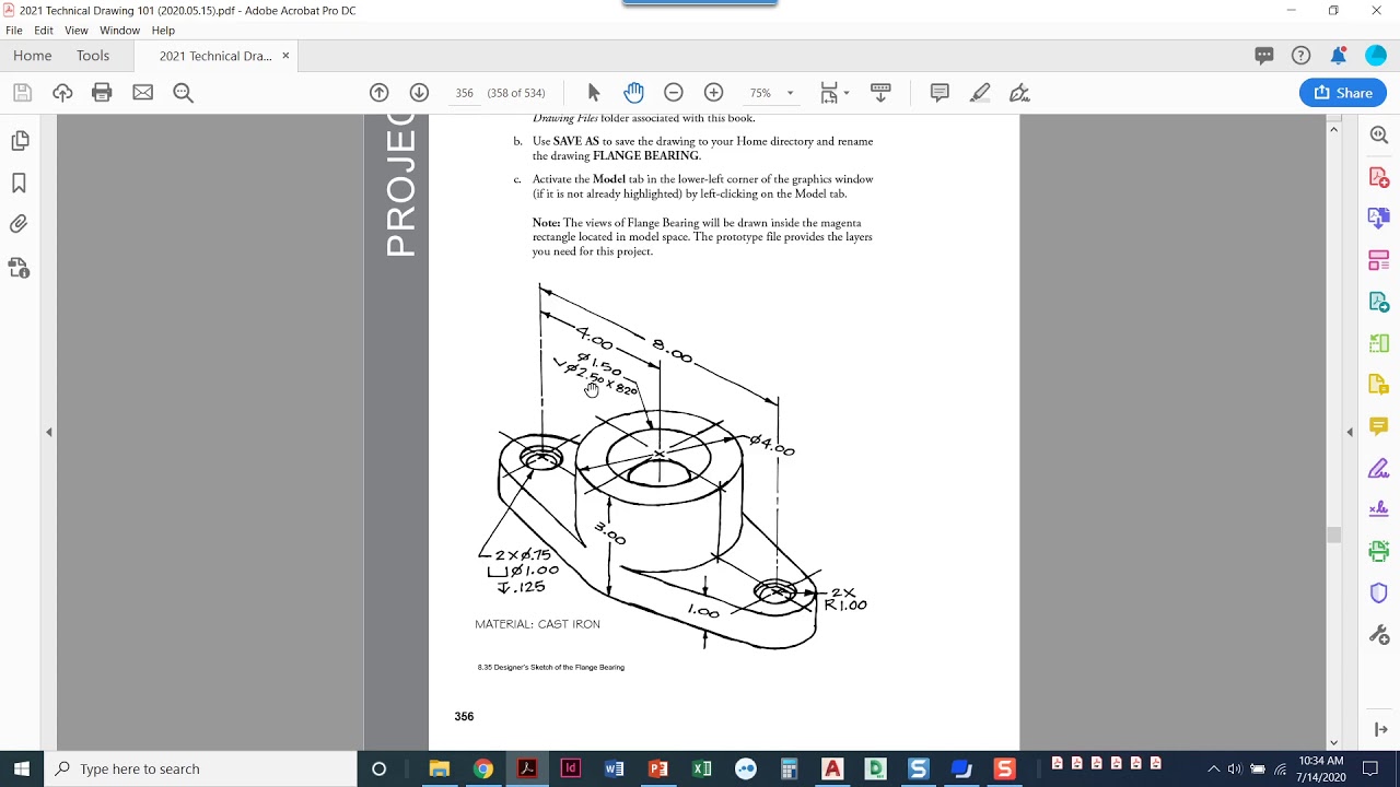 Project 8.2 Step 1. Flange Bearing Front View YouTube