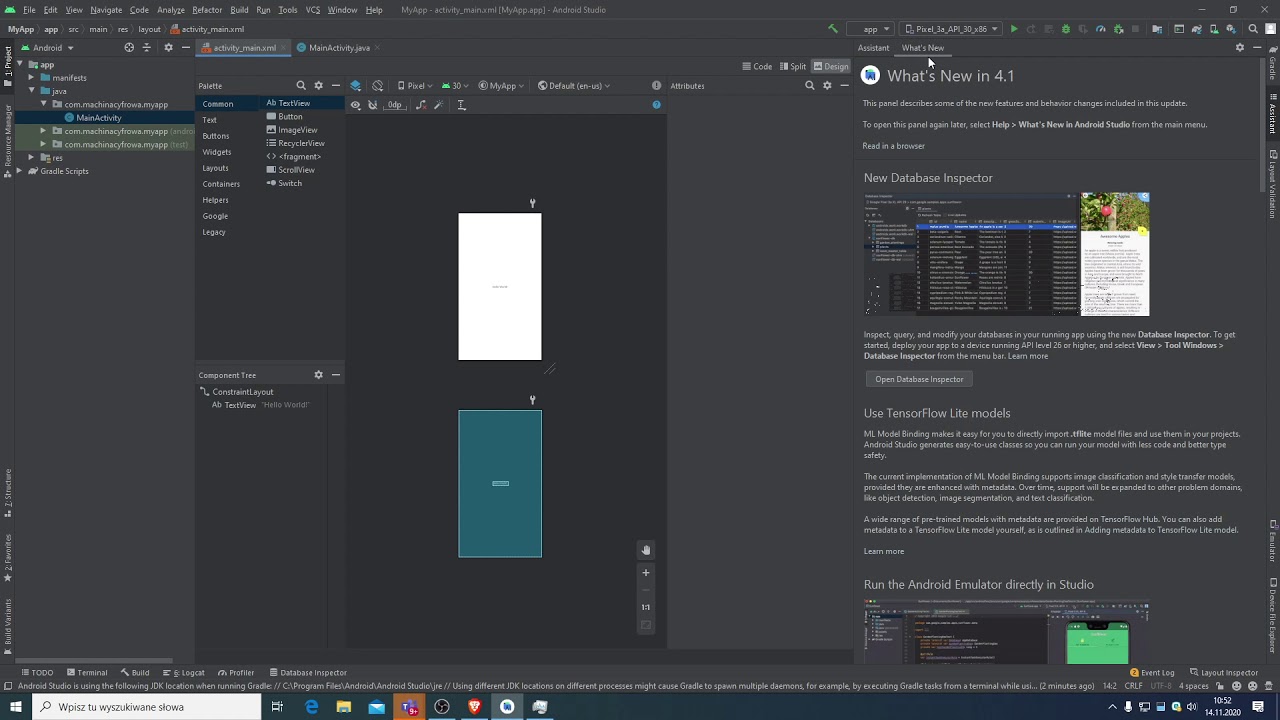 Update Android Studio - Pierwsza aplikacja