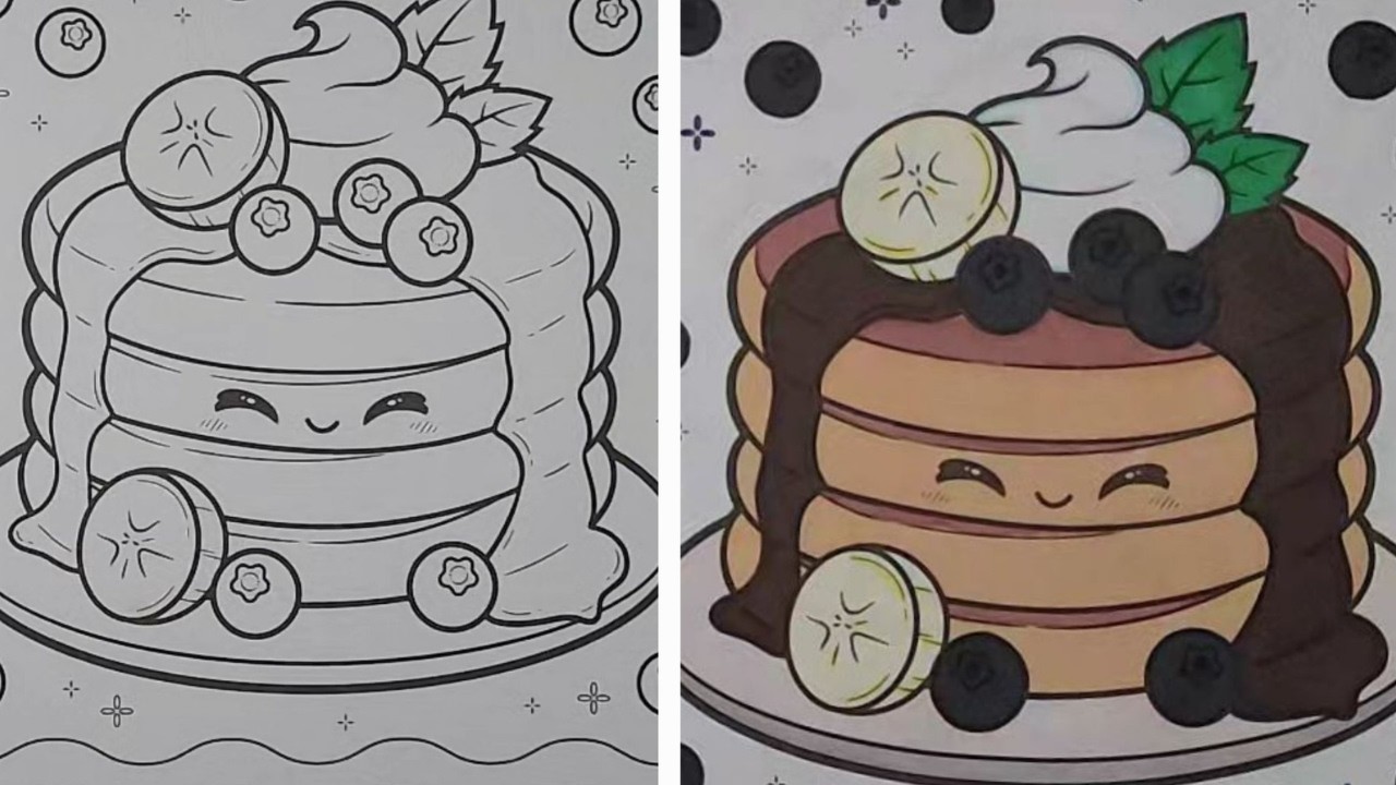 ASMR - No Talking - Cute Kawaii Pancakes | Coloring Book Page - YouTube