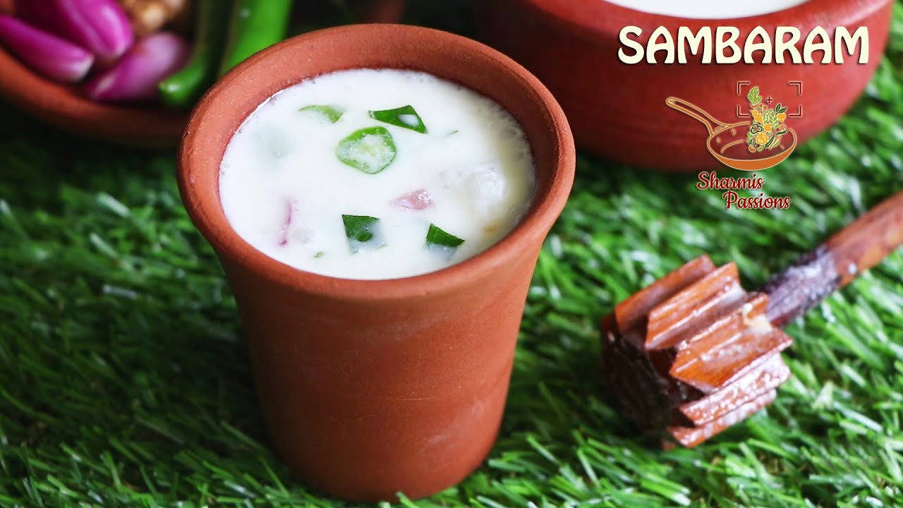 Sambaram Recipe | Kerala Style Spiced Buttermilk - Sharmis Passions