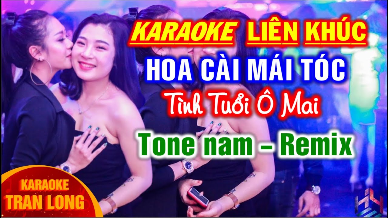 Karaoke Liên Khúc Remix Tone Nam  Hoa Cài Mái Tóc  Tình Nhạc Phai  Tình  Yêu Của Tôi