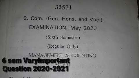 Management accounting Question paper 2020 for B.com Final year students
