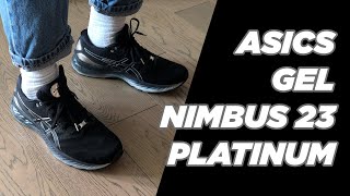 Asics Gel Nimbus 23 Platinum on feet - YouTube