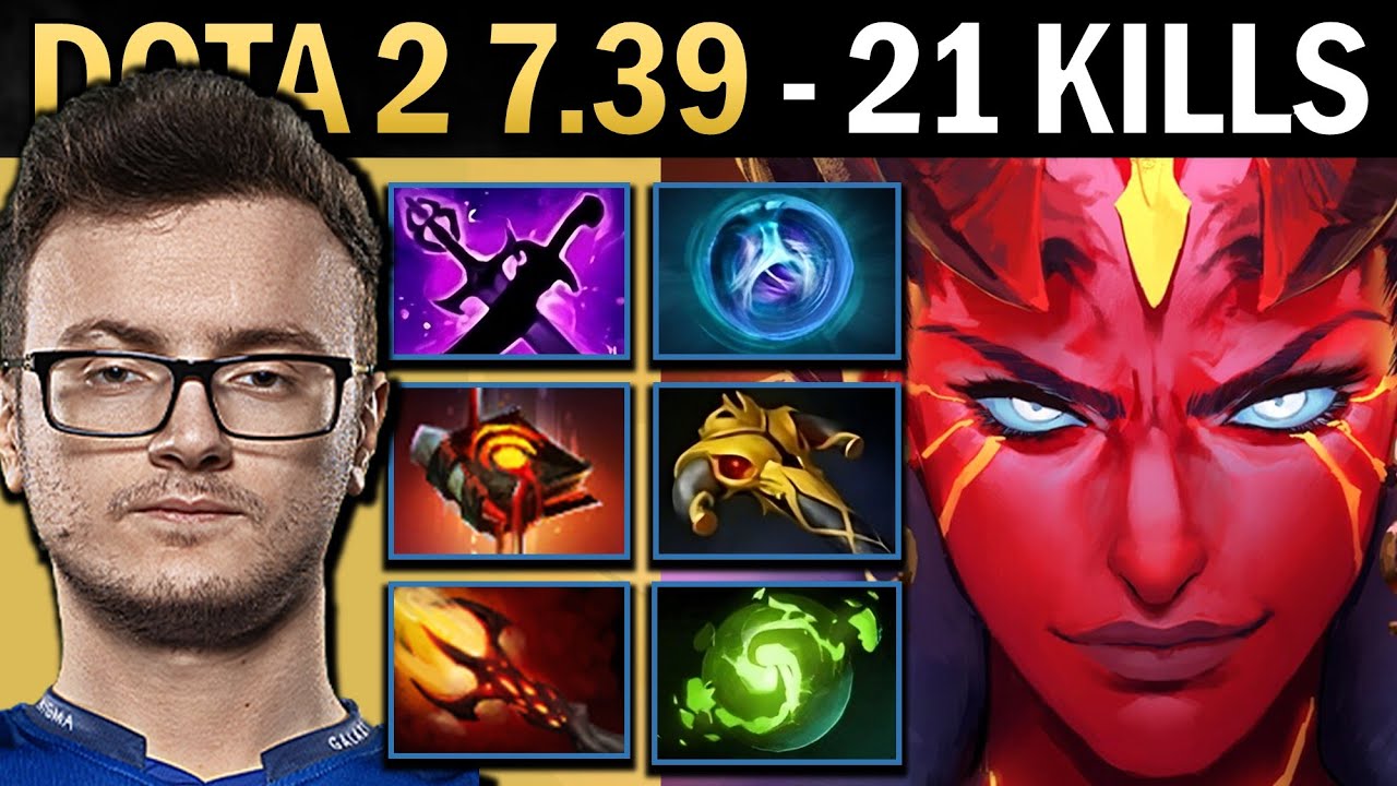 Queen of Pain Gameplay Miracle with 21 Kills and Refresher - Dota 7.39