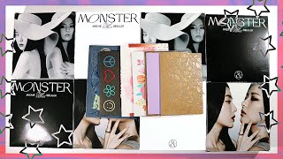 kpop haul ☆ unboxing 8 more monster albums, base note trades, misc