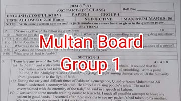 9th class English paper Multan board group 1 solved mcqs 2024|| 9 class English paper group 1 2024