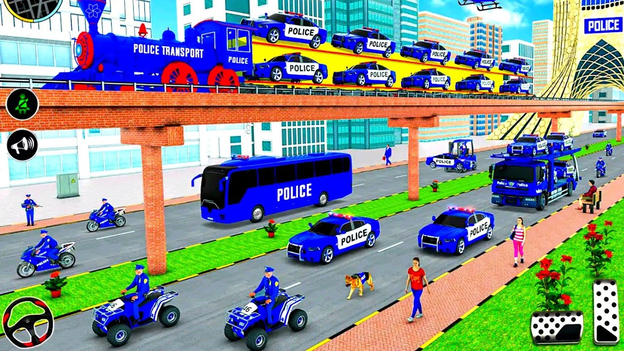 Police Cargo Truck Transporter Simulator - Police Car Transport Trailer Driver 3D