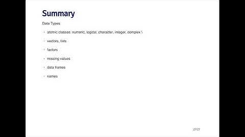 Data Types   Summary   Johns Hopkins University   Coursera
