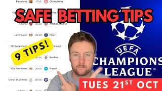 Champions League Football Betting Tips Today | 9 Predictions \& Best Doubles (21st Oct)