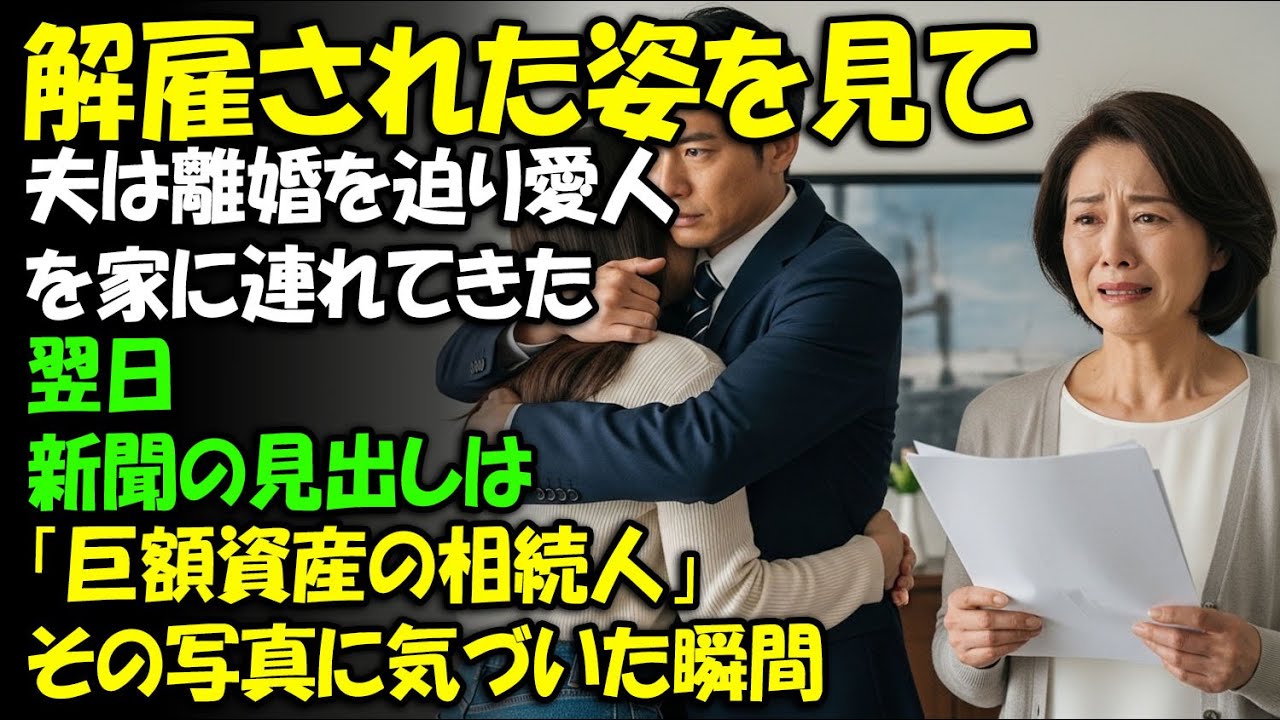 解雇された姿を見た夫は離婚を迫り、愛人を家に連れてきた。翌日、新聞に踊った見出しは「巨額資産の相続人」――その写真に気づいた瞬間、彼の顔色が変わった。