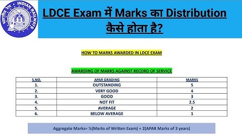Railway LDCE Exam Marks Distribution | APAR grading Marks | VVI  for Departmental Exam | Merit LDCE
