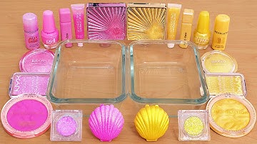 Pink vs Gold - Mixing Makeup Eyeshadow Into Slime ASMR