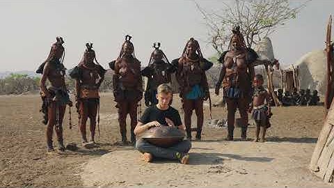 Playing handpan for Himba people in the remote part of Namibia