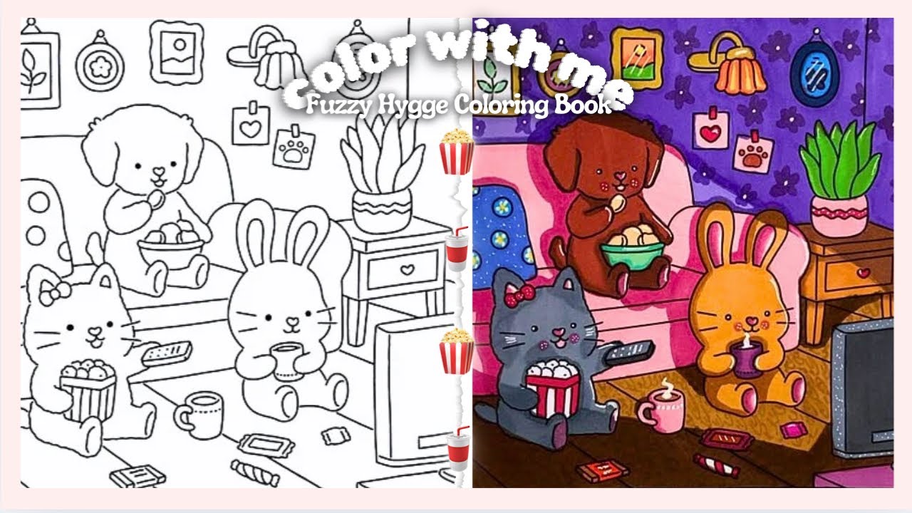 color with me 🍿🌷 a slow fuzzy hygge cozy coloring vlog (asmr)