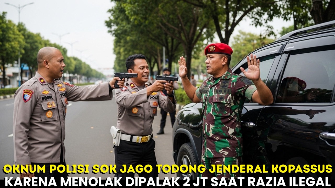 VIRAL‼️OKNUM POLISI SOK JAGO MENODONGKAN PISTOL KE JENDERAL KARENA MENOLAK DI PALAK 2 JT‼️