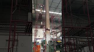 Scaffolding installation at height using mining tools to facilitate installation. #scaffolding