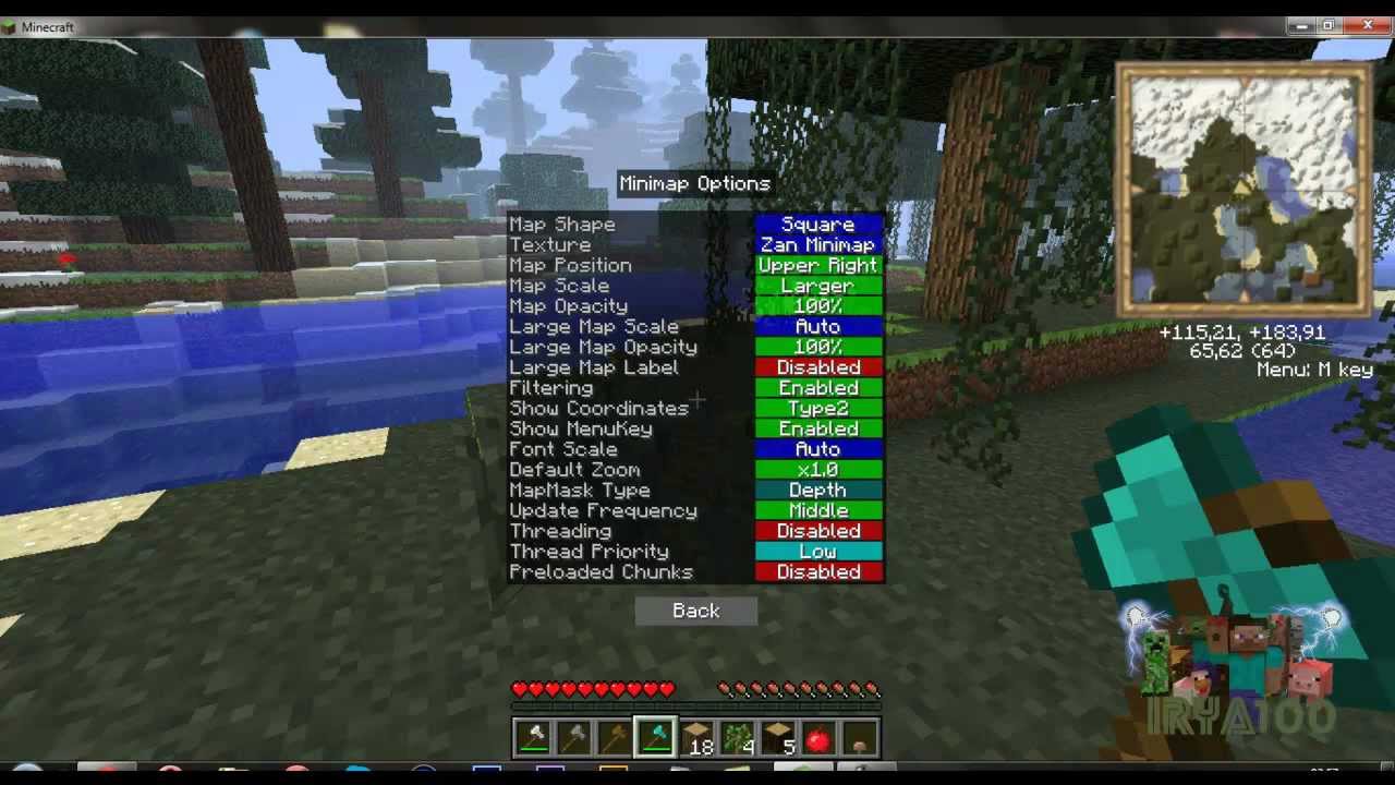 REI'S MINIMAP y TIMBER MOD minecraft 1.4.6 corta madera rapido y no te pierdas en minecraft