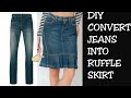 DIY CONVERT OLD JEANS INTO SKIRT IN 10 MINUTES~