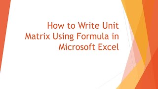 How to Write Unit Matrix Using Formula in Microsoft Excel #Shorts screenshot 5
