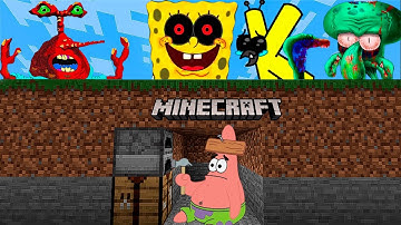 Minecraft Speedrunner VS 3 Hunters - SpongeBob Animation😱