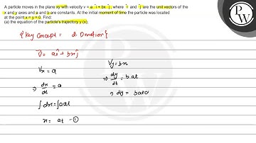 A particle moves in the plane \( x y \) with velocity \( v=a \hat{i...