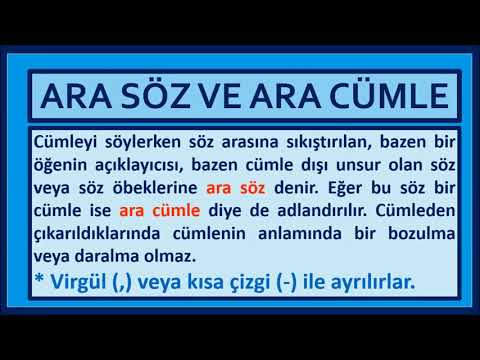 ARA SÖZ VE ARA CÜMLE