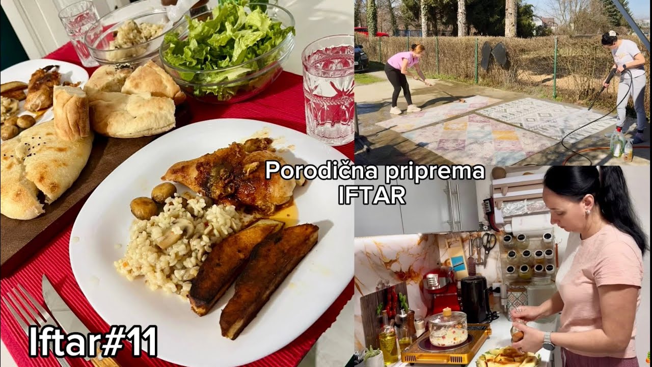 Krecim terasu, perem tepihe pa spremam rižoto sa šampinjonima , dzepove sa sirom, lepine IFTAR#11 