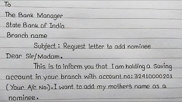 How to write an Application for Adding Nominee in Bank Account || Add Nominee ||