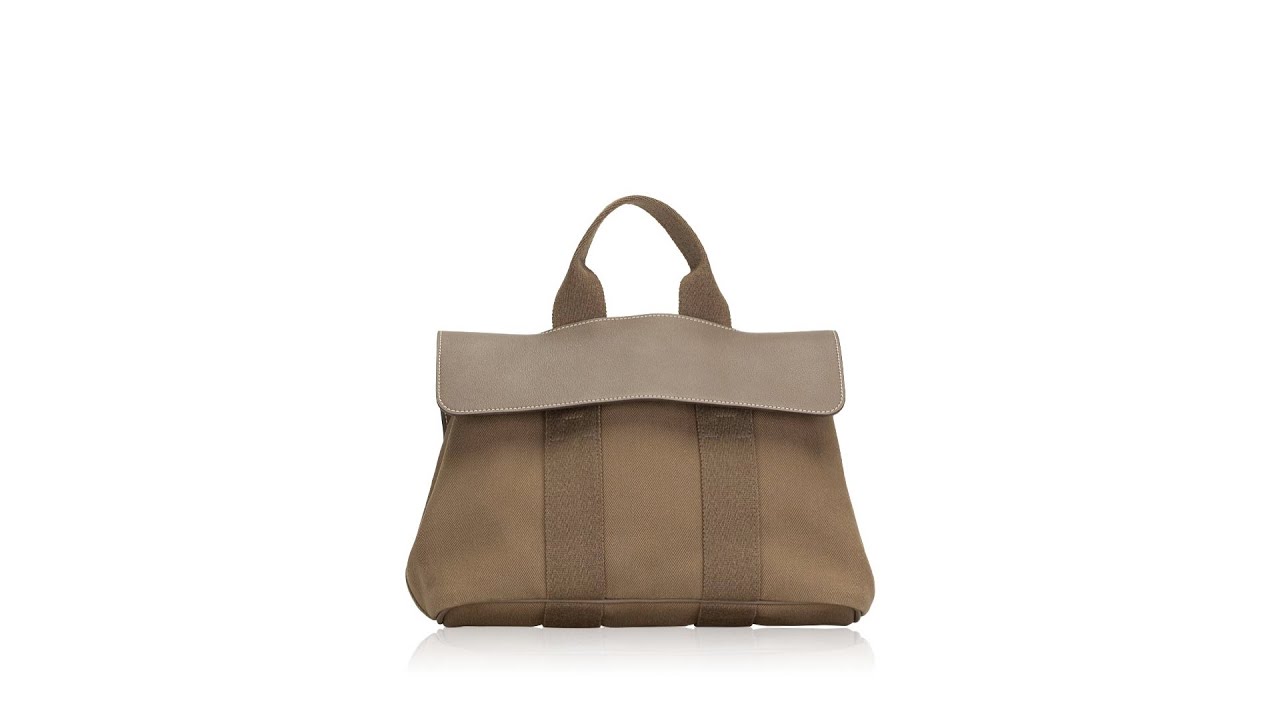 Hermes Chevron Herringbone Toile Swift Valparaiso Tote PM Taupe