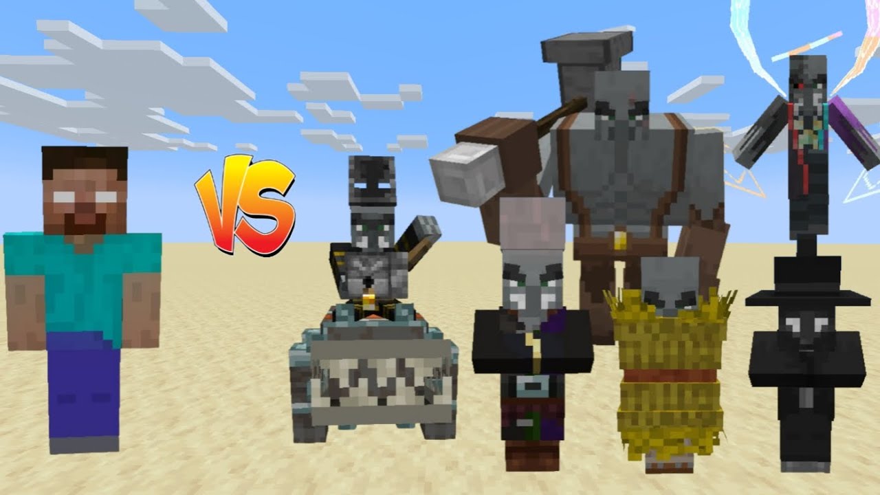 Herobribe VS Illage and Spillage mod / Minecraft Mob Battle