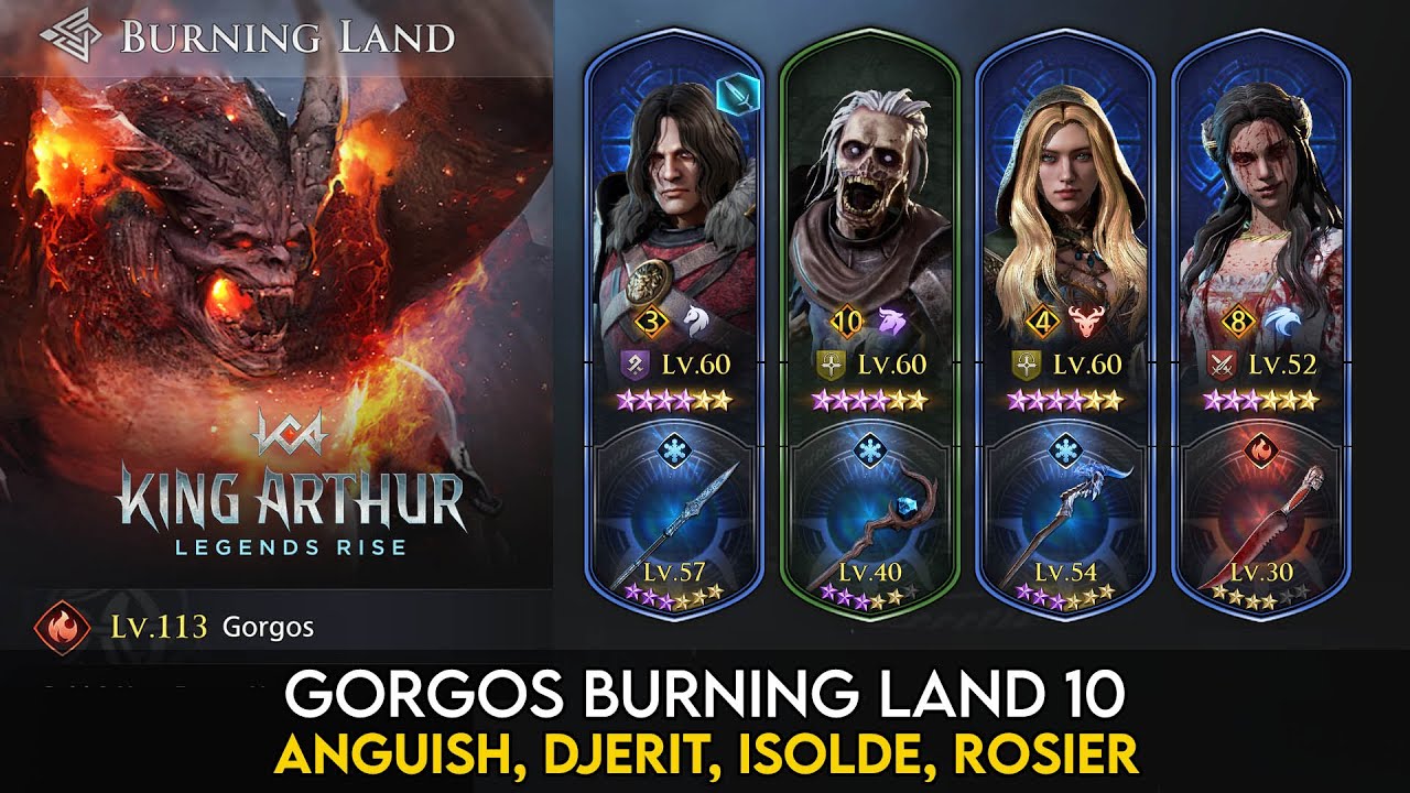 Gorgos 10 vs Anguish, Djerit, Isolde, Rosier | King Arthur Legends Rise