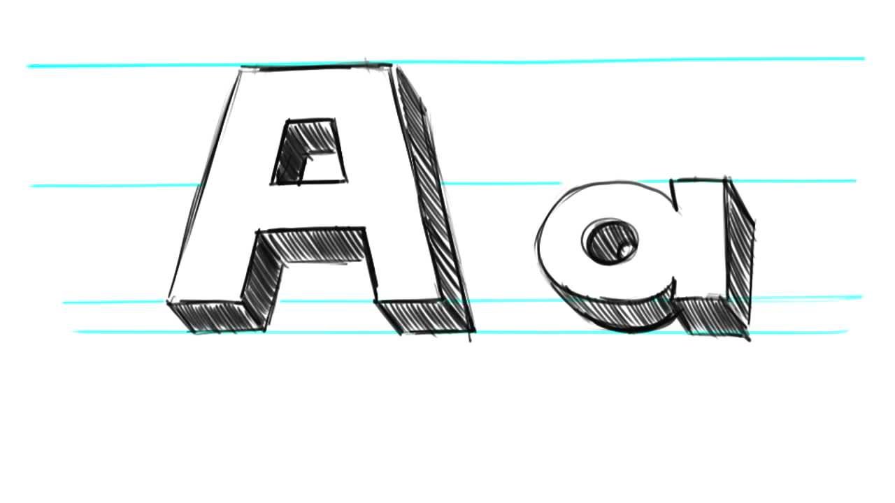 How To Draw 3d Letters A Uppercase A And Lowercase A In 90 Seconds Youtube