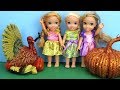 Elsa and Anna toddlers visit Rapunzel - THANKSGIVING 2017 - Dinner -Turkey - Party - Food - Pumpkins