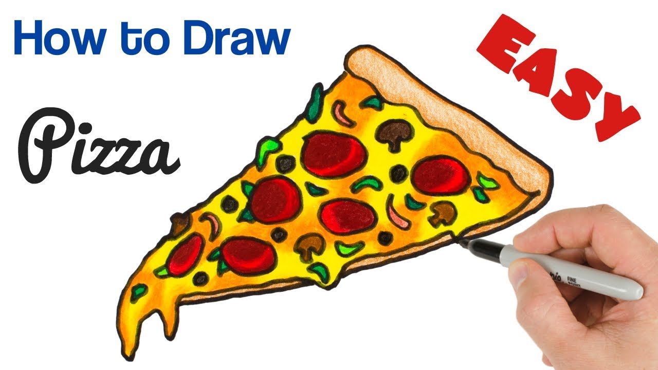 How To Draw A Pizza Slice Easy Coloring For Beginners Youtube