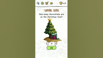 Brain challenge level 252 How many decorations are on the christamos tree, Solution Walkthrough
