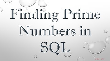 Finding Prime Numbers in SQL