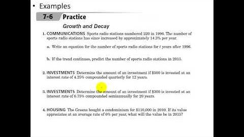 Algebra 1 - Exponential Growth and Decay