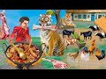 Mutton shop mei tiger mutton curry cooking street food hindi kahaniya moral stories new funny comedy