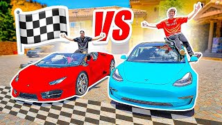 AMAZING Lamborghini vs Tesla Race Challenge