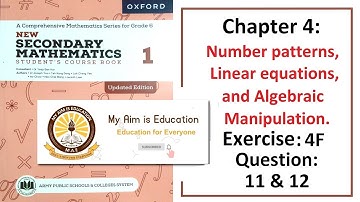 Exercise 4F Questions 11 and 12 (Word Problems) – Math Class 6 Army Public School (APS).