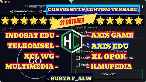 Update Config Http Custom || Axis Game Telkomsel Xl Indosat SSH Premium 21 Oktober