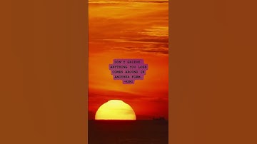 Don’t grieve  Anything you lose comes around in another form