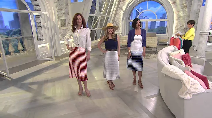 Liz Claiborne New York Striped Midi Skirt with Nan...